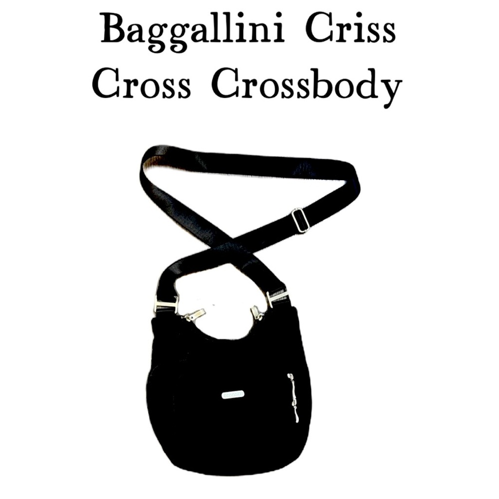NEW Baggallini Criss Cross Crossbody Black Bag